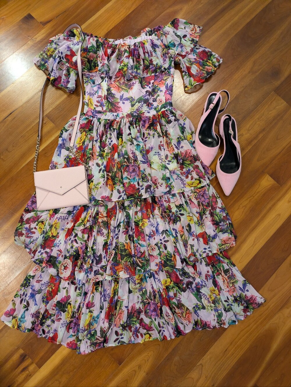 Aqua Women's Floral Ruffled Tiered Dress